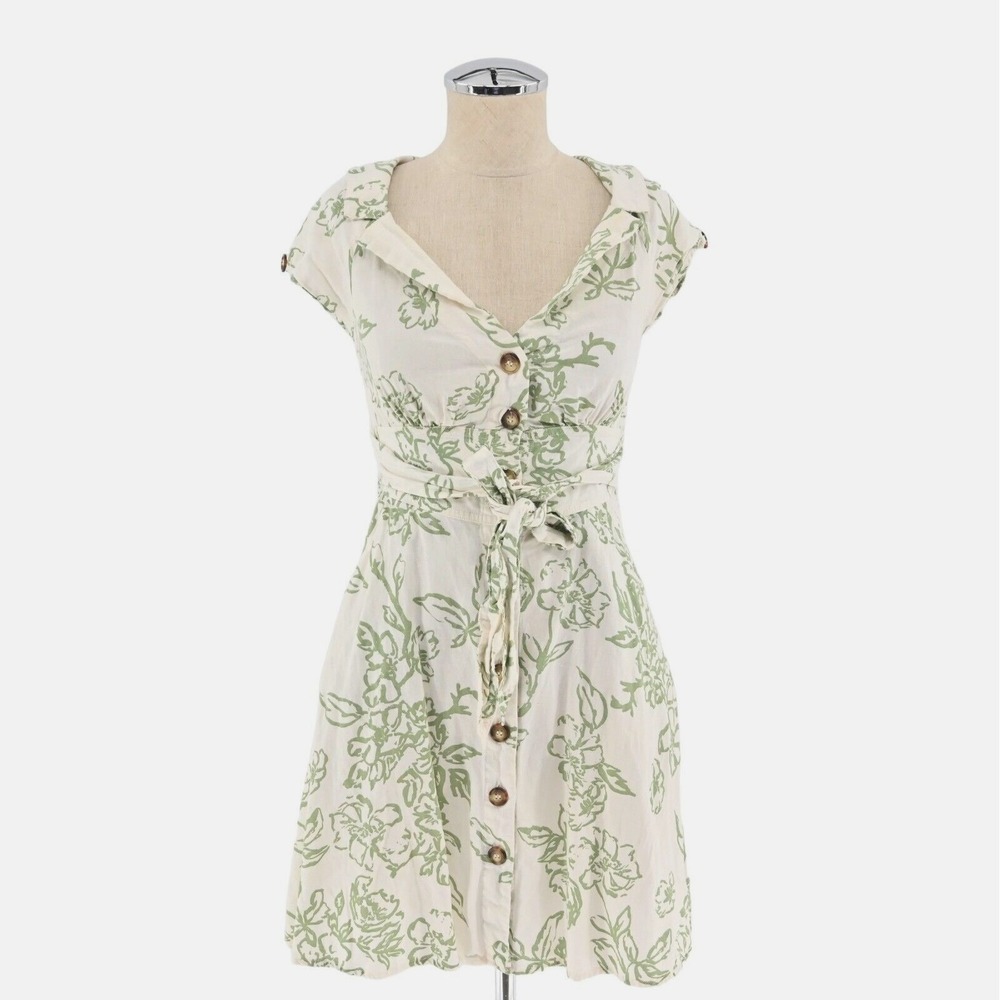 FREE PEOPLE Womens‎ A Thing Called Love Dress Size 2 Mini Green Button Back Tie
